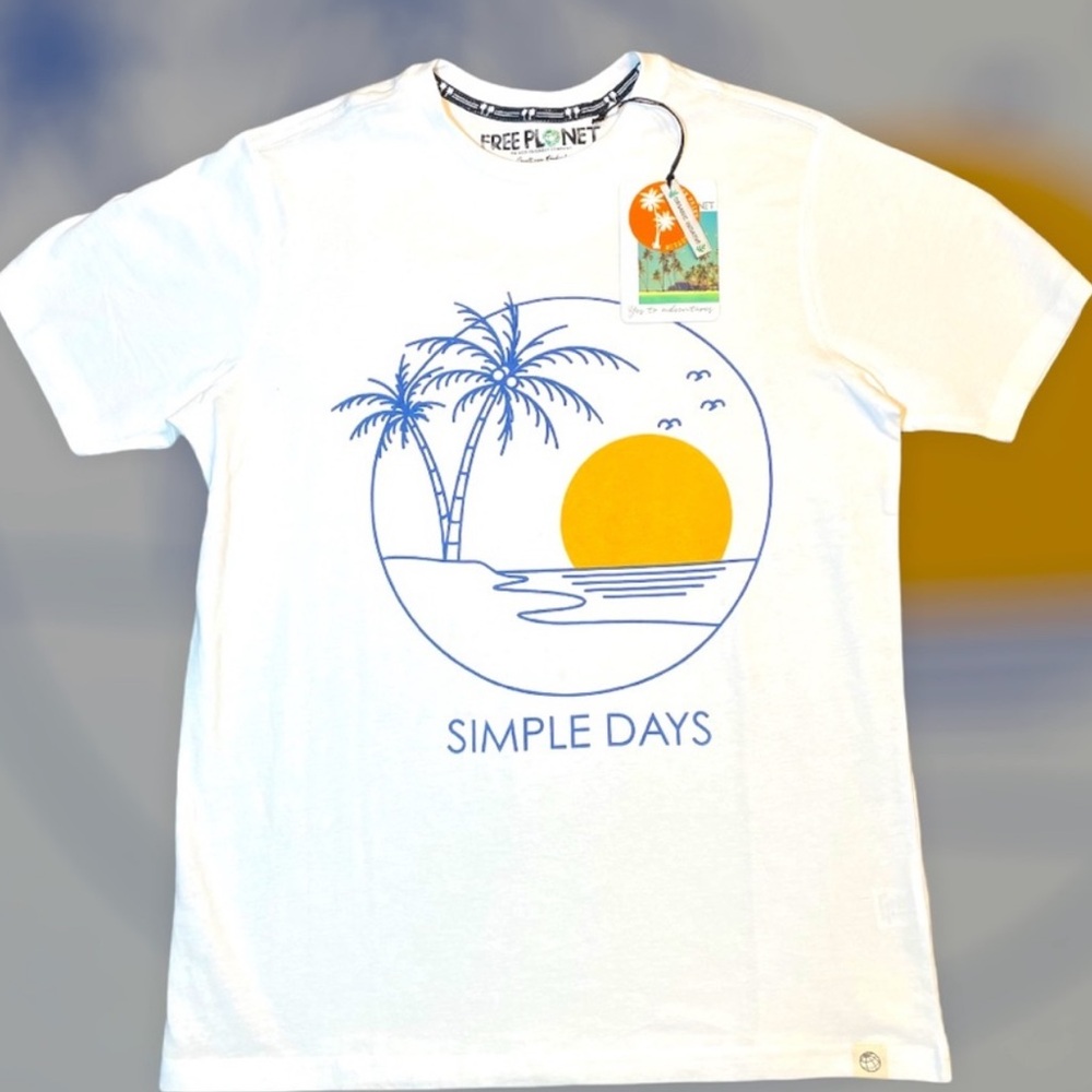 New Free Planet Simple Days Short Sleeve Tee Organic Cotton Eco Friendly L